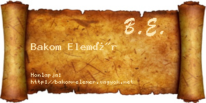 Bakom Elemér névjegykártya